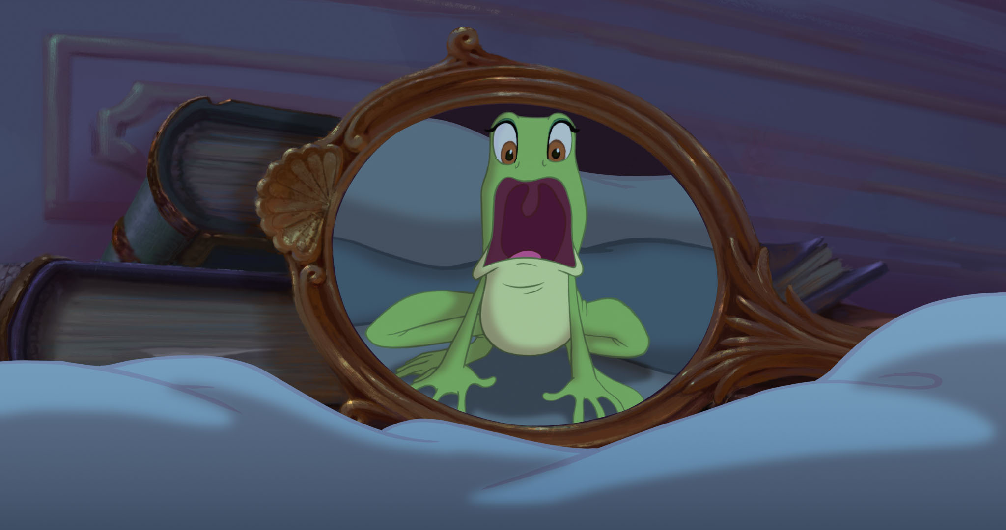 Tiana as a frog, from the movie 'The Princess and the Frog.'